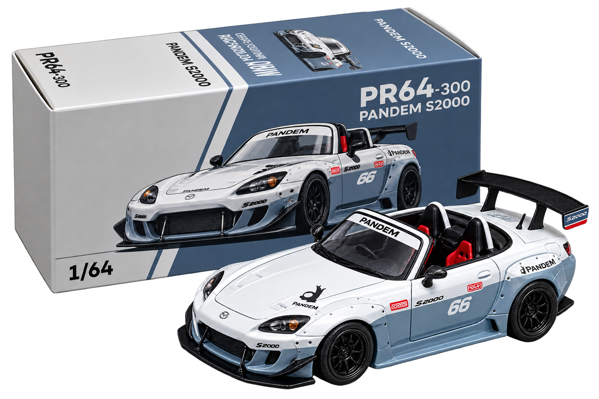 Honda S2000 Pandem 1:64 Diecast Model Car – Blue/White JDM Collectible