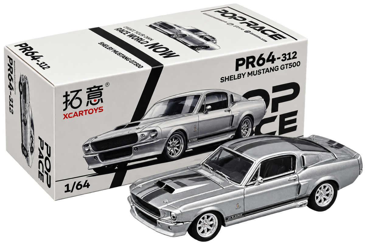 Shelby Mustang GT500 1:64 Diecast Model Car – Chrome JDM Collectible