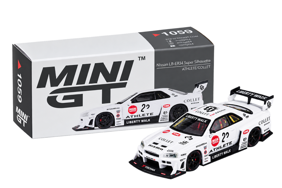 Nissan ER34 Liberty Walk 1:64 Diecast Model Car – White JDM Collectible