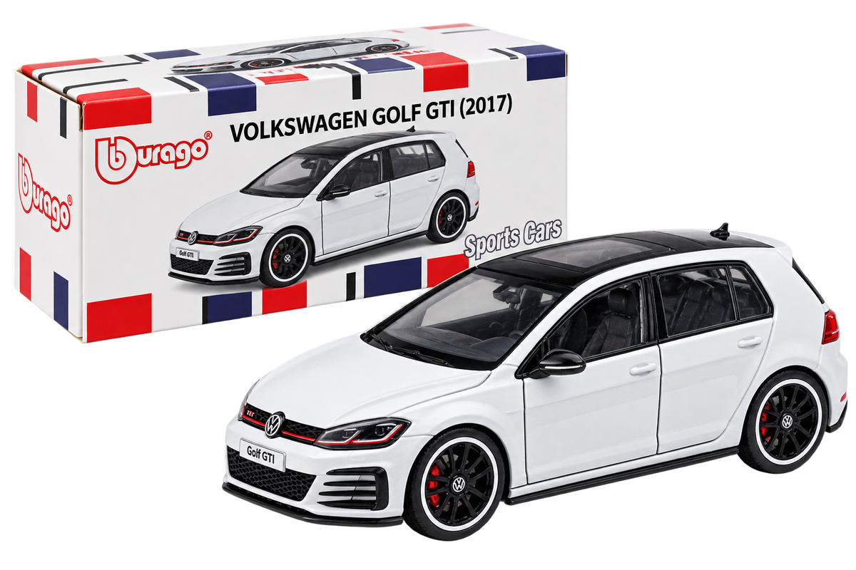Volkswagen Golf GTI 2017 1:64 Diecast Model Car – White JDM Collectible