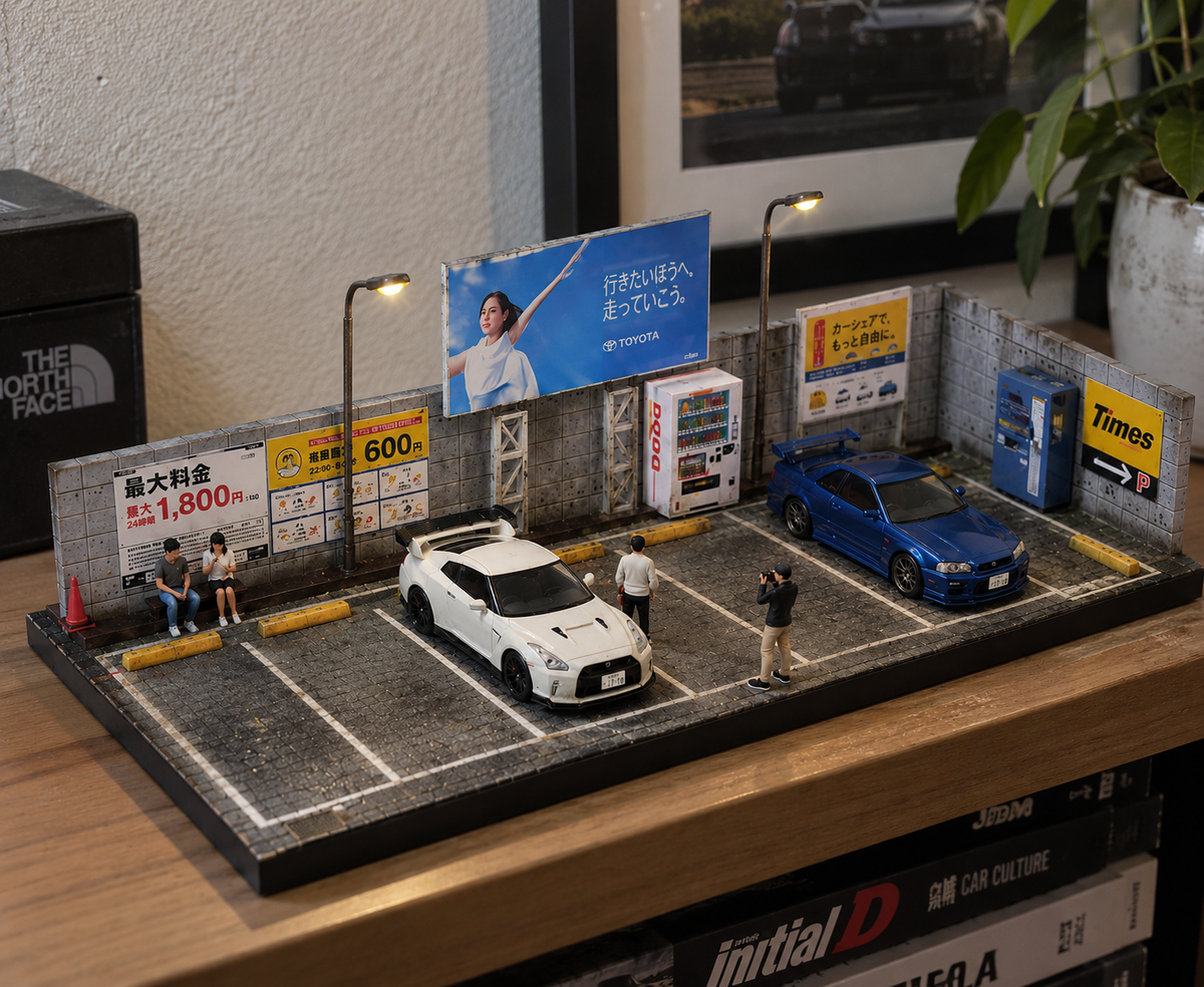 1:64 Street Lot Diorama Car Model Diecast Scene Display